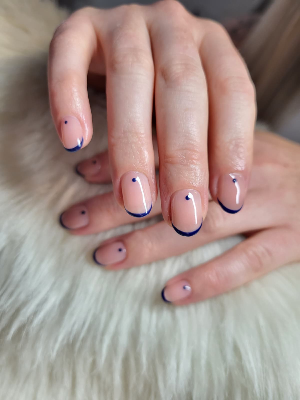 Navy blue tips and dot