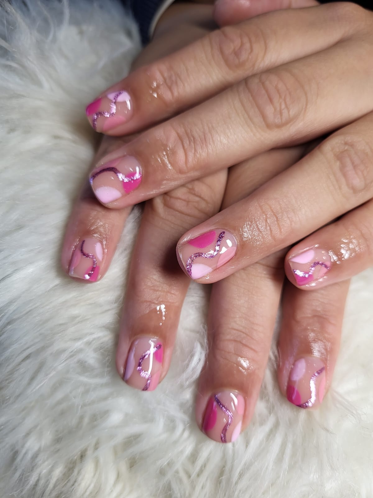 Pink spots and glitter swirl